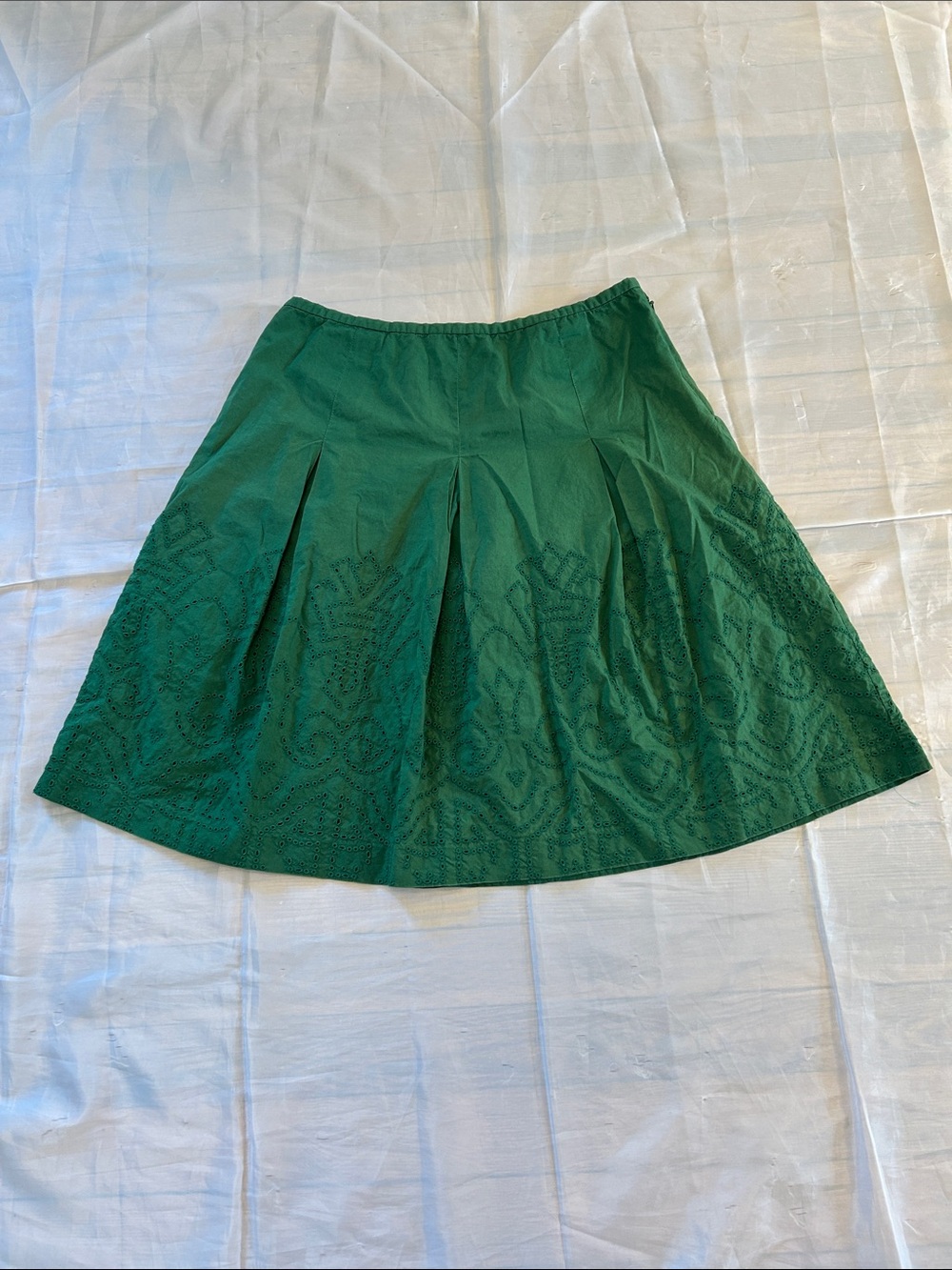 Talbots Emerald Green Pleated Eyelet Skirt - Women's